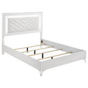 Cassia Queen LED Panel Bed White High Gloss - 215791Q