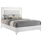 Cassia Queen LED Panel Bed White High Gloss - 215791Q