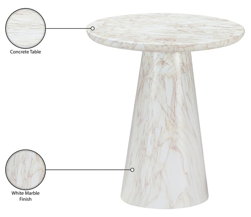 Cassino Concrete Indoor/Outdoor End Table in White - 585White-ET