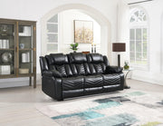Cassio - Black Power Recliner Sofa with Drop-Down Table, Built-in LED Light, Cup Holder, USB Charger - L665-S