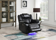 Cassio - Black Power Recliner with Built-in LED Light, USB Charger - L665-R