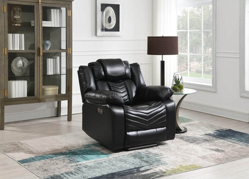 Cassio - Black Power Recliner with Built-in LED Light, USB Charger - L665-R