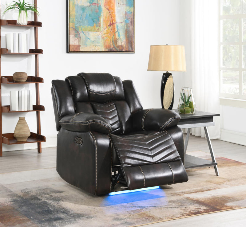 Cassio - Brown Power Recliner with Built-in LED Light, USB Charger - L666-R
