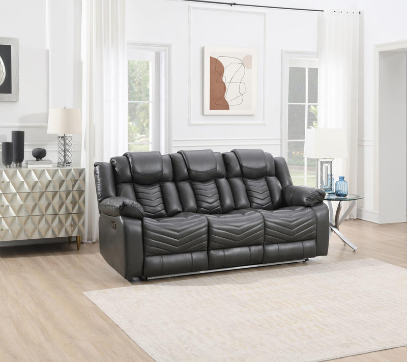 Cassio - Gray Power Recliner Sofa with Drop-Down Table, Built-in LED Light, Cup Holder, USB Charger - L667-S