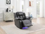 Cassio - Gray Power Recliner with Built-in LED Light, USB Charger - L667-R