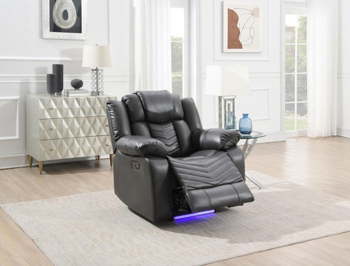 Cassio - Gray Power Recliner with Built-in LED Light, USB Charger - L667-R