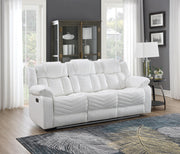 Cassio - White Power Recliner Sofa with Drop-Down Table, Built-in LED Light, Cup Holder, USB Charger - L668-S