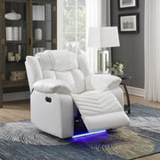 Cassio - White Power Recliner with Built-in LED Light, USB Charger - L668-R