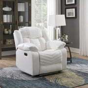 Cassio - White Power Recliner with Built-in LED Light, USB Charger - L668-R