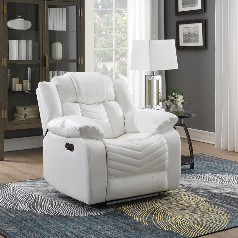 Cassio - White Power Recliner with Built-in LED Light, USB Charger - L668-R