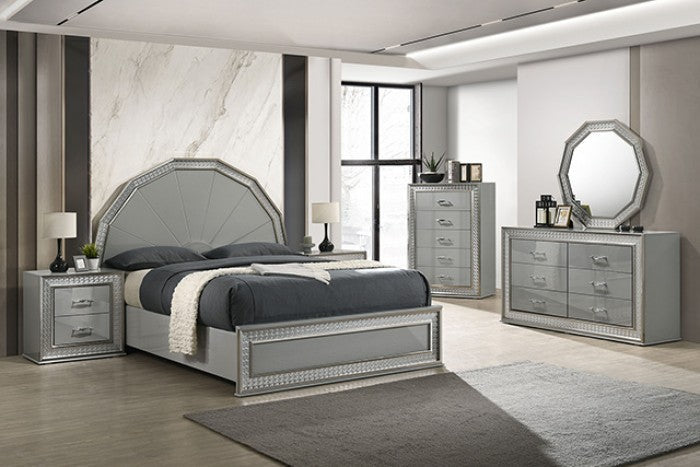 Cassiopeia Metallic Gray Nightstand - FM7253GY-N