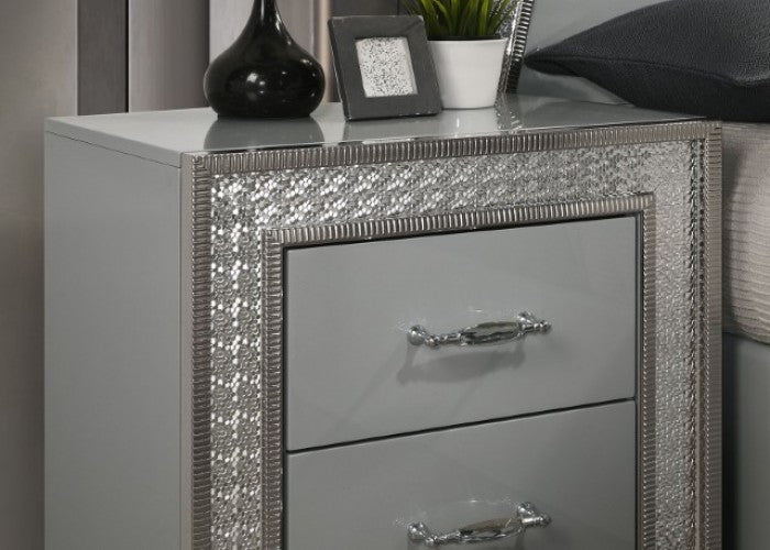 Cassiopeia Metallic Gray Nightstand - FM7253GY-N