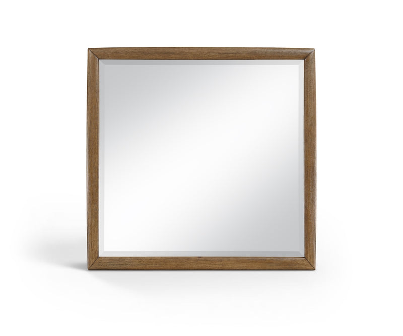 Caswell 42" W x 40" H Oak Veneer And Solid Wood Frame Mirror in Brown - B1204-M