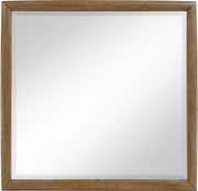 Caswell 42" W x 40" H Oak Veneer And Solid Wood Frame Mirror in Brown - B1204-M