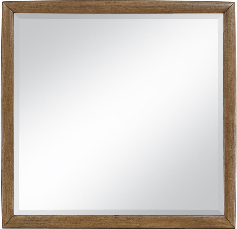 Caswell 42" W x 40" H Oak Veneer And Solid Wood Frame Mirror in Brown - B1204-M