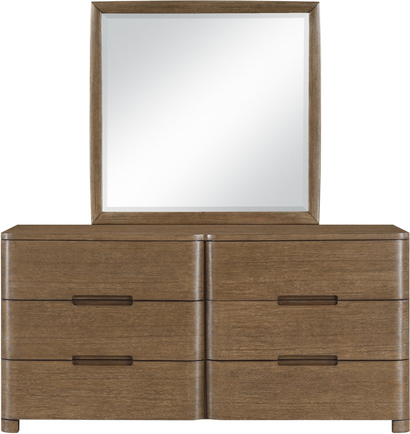 Caswell 42" W x 40" H Oak Veneer And Solid Wood Frame Mirror in Brown - B1204-M