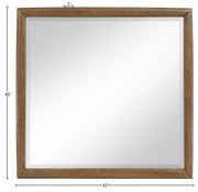 Caswell 42" W x 40" H Oak Veneer And Solid Wood Frame Mirror in Brown - B1204-M