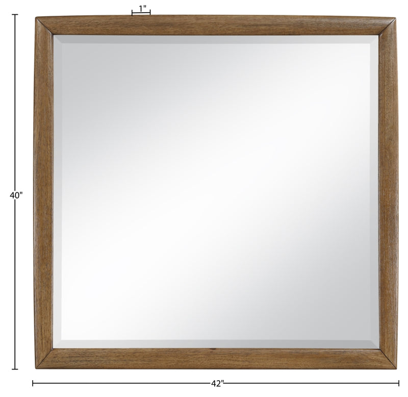 Caswell 42" W x 40" H Oak Veneer And Solid Wood Frame Mirror in Brown - B1204-M