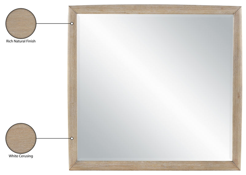 Caswell 42" W x 40" H Oak Veneer And Solid Wood Frame Mirror in Natural - B1203-M