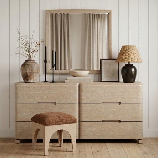 Caswell 42" W x 40" H Oak Veneer And Solid Wood Frame Mirror in Natural - B1203-M