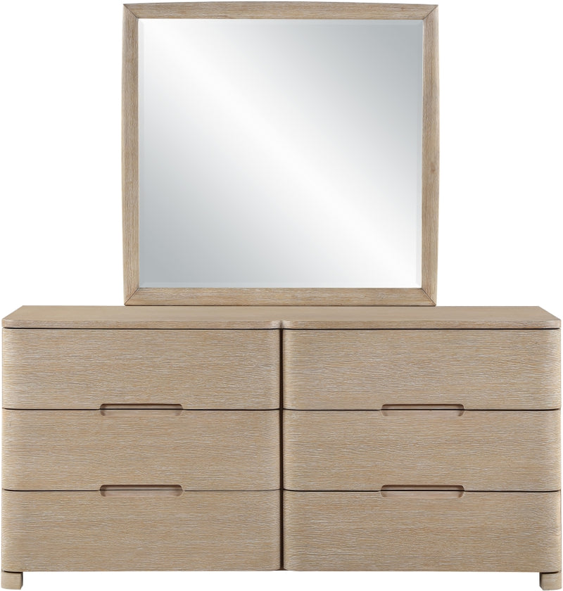 Caswell 42" W x 40" H Oak Veneer And Solid Wood Frame Mirror in Natural - B1203-M