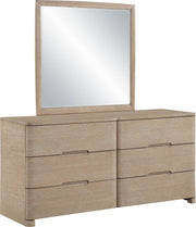 Caswell 42" W x 40" H Oak Veneer And Solid Wood Frame Mirror in Natural - B1203-M