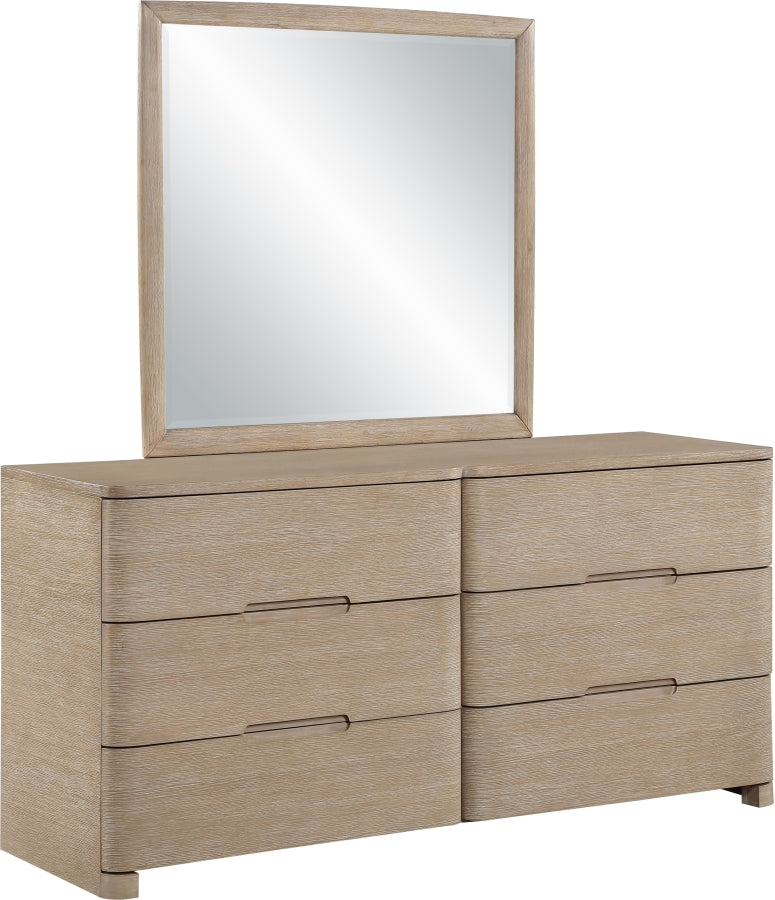 Caswell 42" W x 40" H Oak Veneer And Solid Wood Frame Mirror in Natural - B1203-M