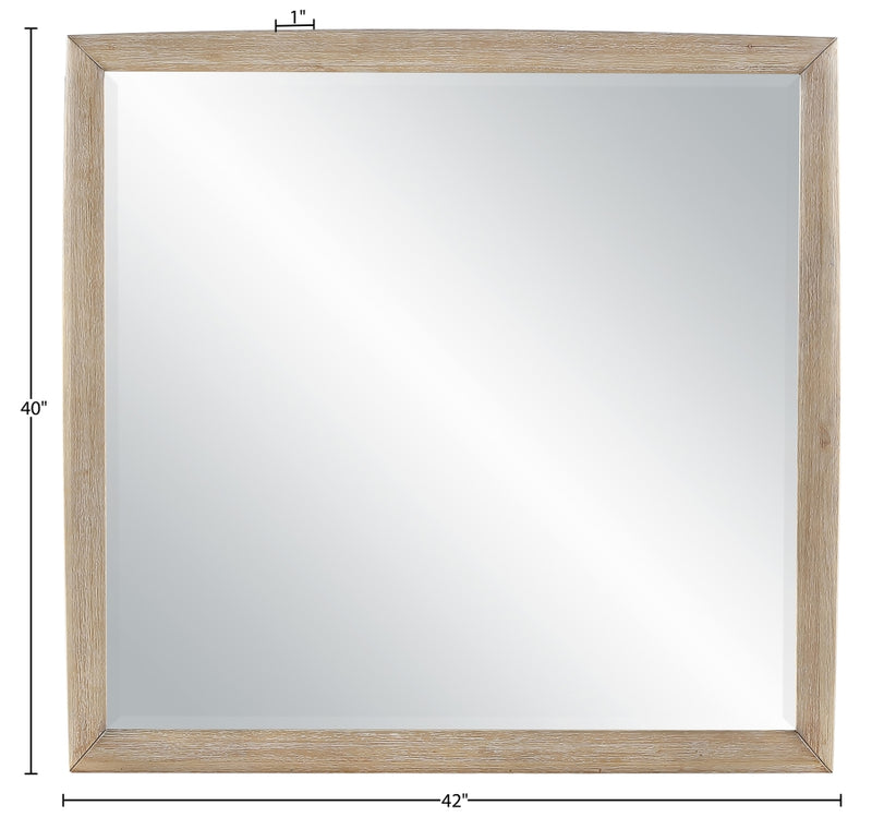 Caswell 42" W x 40" H Oak Veneer And Solid Wood Frame Mirror in Natural - B1203-M