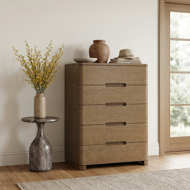 Caswell Oak Veneer And Solid Wood Chest in Brown - B1204-CH