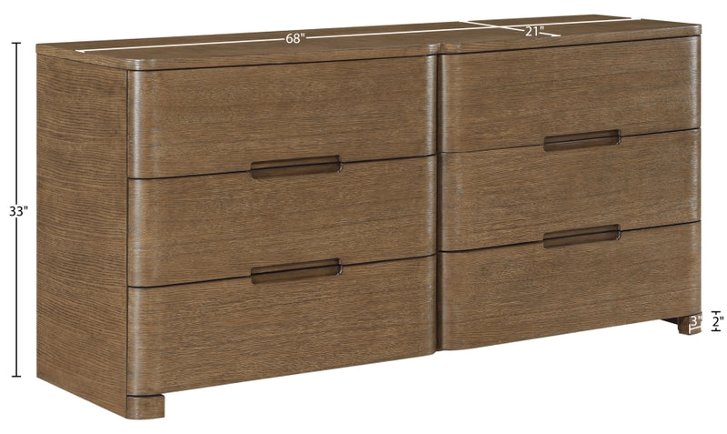 Caswell Oak Veneer And Solid Wood Dresser in Brown - B1204-D