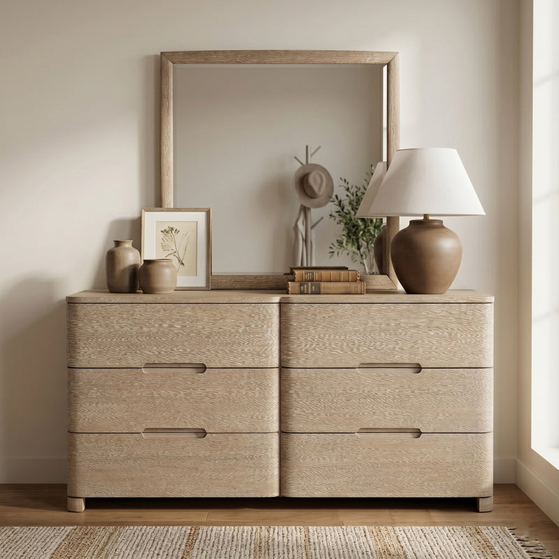 Caswell Oak Veneer And Solid Wood Dresser in Natural - B1203-D