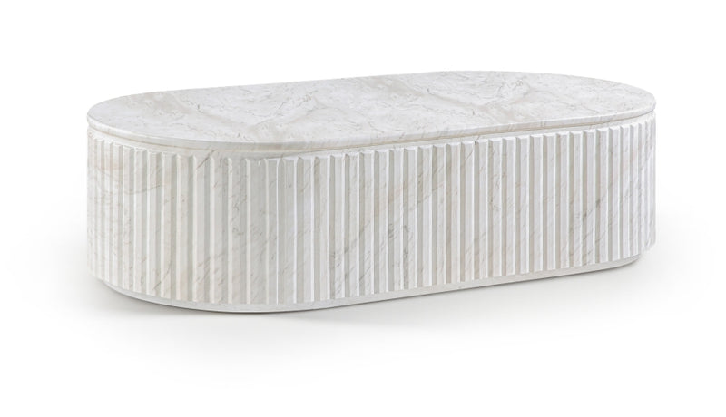Catania Concrete Indoor/Outdoor Coffee Table in White - 874White-CT