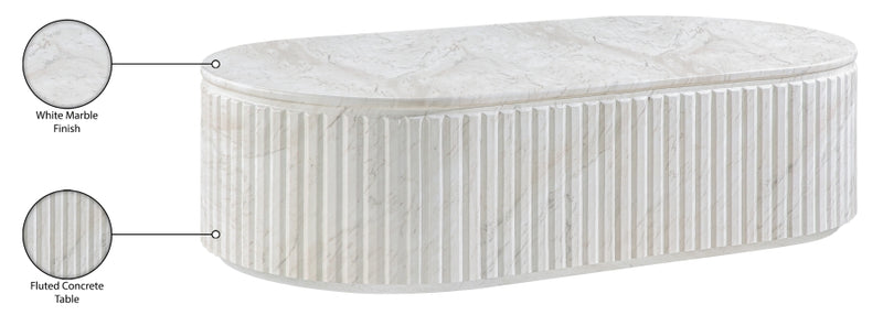 Catania Concrete Indoor/Outdoor Coffee Table in White - 874White-CT