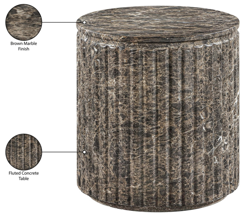 Catania Concrete Indoor/Outdoor End Table in Brown - 874Brown-ET