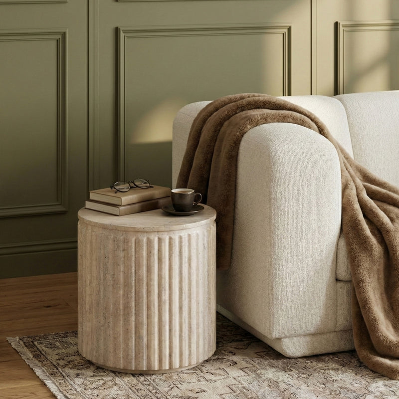 Catania Concrete Indoor/Outdoor End Table in Travertine - 874Travertine-ET