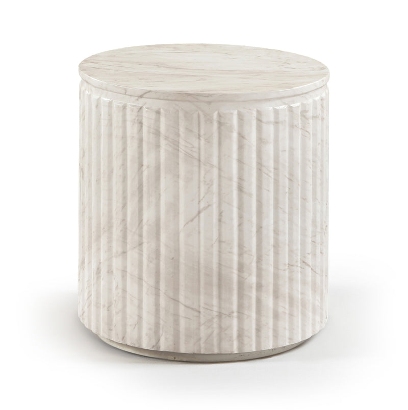 Catania Concrete Indoor/Outdoor End Table in White - 874White-ET