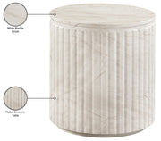 Catania Concrete Indoor/Outdoor End Table in White - 874White-ET