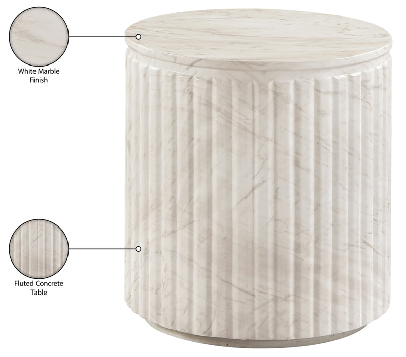 Catania Concrete Indoor/Outdoor End Table in White - 874White-ET