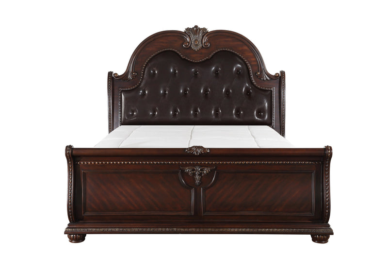 Cavalier Brown Queen Sleigh Bed - Gate FurnitureQueen Bed