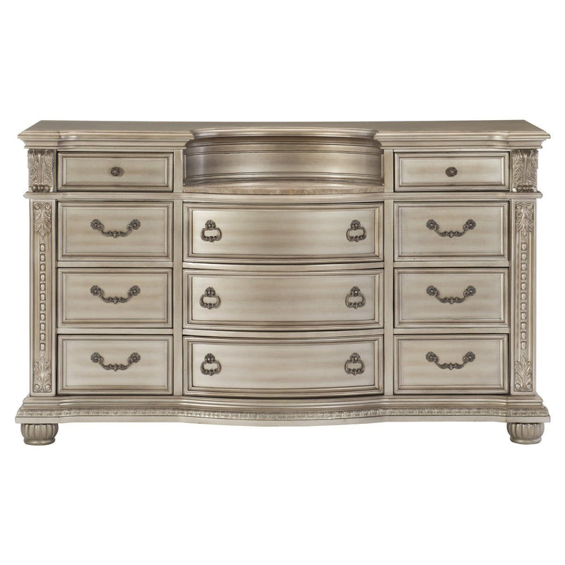 Cavalier Silver Upholstered Sleigh Bedroom Set - Gate FurnitureBedroom Set