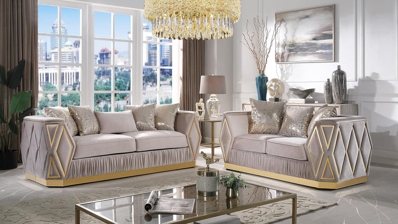 Cavalli 2 Pc Living Room Set Taupe - Cavalli 2 Pc Living Room Set Taupe