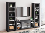 Cayberry Black 3-Piece Entertainment Center with Electric Fireplace - W2721W2