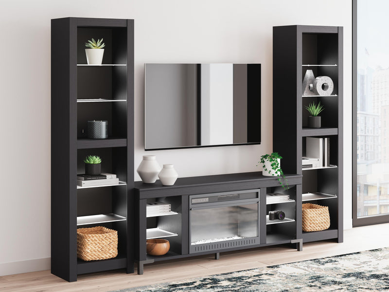 Cayberry Black 3-Piece Entertainment Center with Electric Fireplace - W2721W2