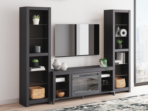 Cayberry Black 3-Piece Entertainment Center with Electric Fireplace - W2721W2