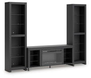 Cayberry Black 3-Piece Entertainment Center with Electric Fireplace - W2721W2