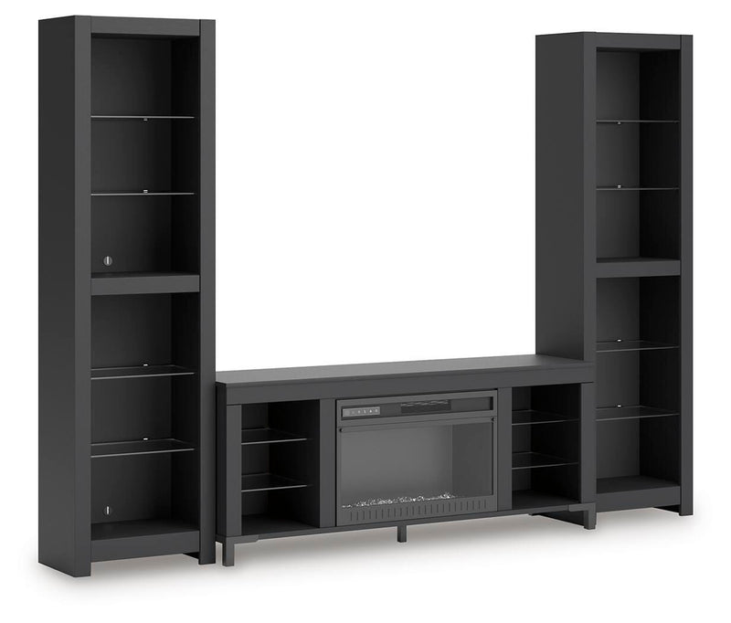 Cayberry Black 3-Piece Entertainment Center with Electric Fireplace - W2721W2