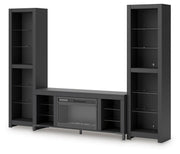 Cayberry Black 3-Piece Entertainment Center with Electric Fireplace - W2721W2