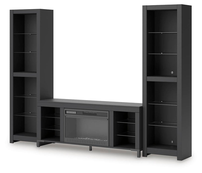 Cayberry Black 3-Piece Entertainment Center with Electric Fireplace - W2721W2