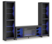 Cayberry Black 3-Piece Entertainment Center with Electric Fireplace - W2721W2
