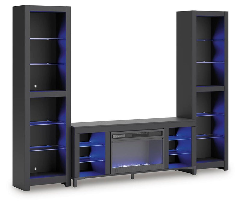 Cayberry Black 3-Piece Entertainment Center with Electric Fireplace - W2721W2